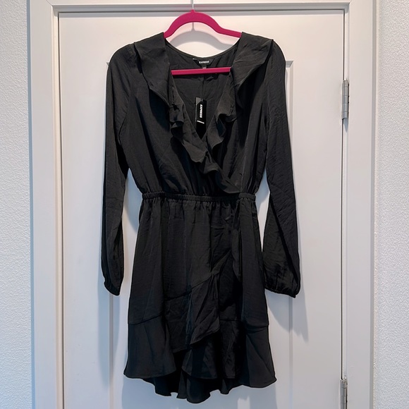 Express ruffle surplice long sleeve mini dress - Picture 2 of 3